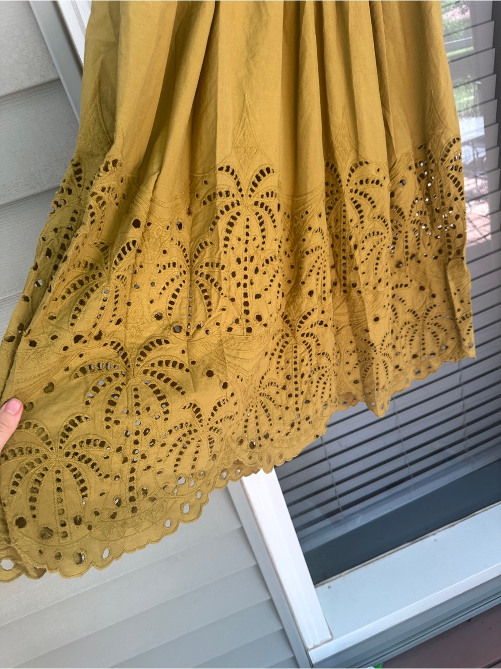 Moon River Green Eyelet Tiered Maxi Dress Small - Picture 4 of 11